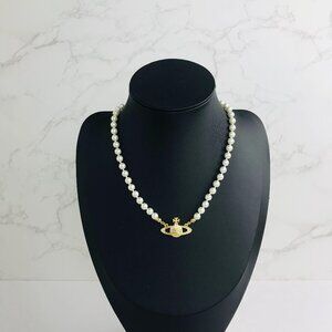 NWT Vivienne westwood gold Orb Pearl Choker Necklace